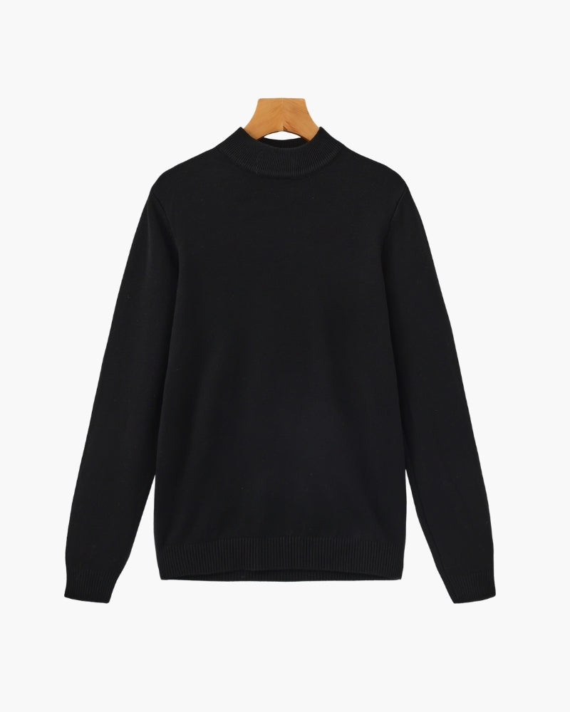 Essential Geripptes Stehkragenpullover